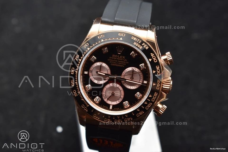 WaterResistant 1:1 Best V6 Diamonds Daytona SH4131 Edition (Weighted) RG QF Strap 801 on Dial 126515 Oysterflex Black 0711